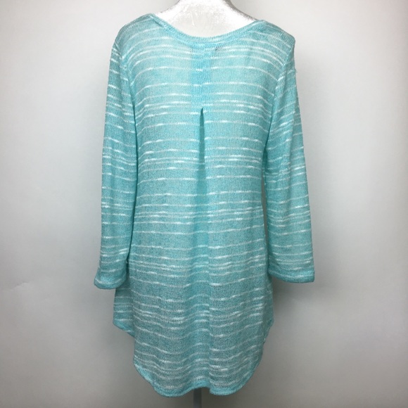 Nally & Millie blue white striped lightweight sweater medium - Picture 2 of 8